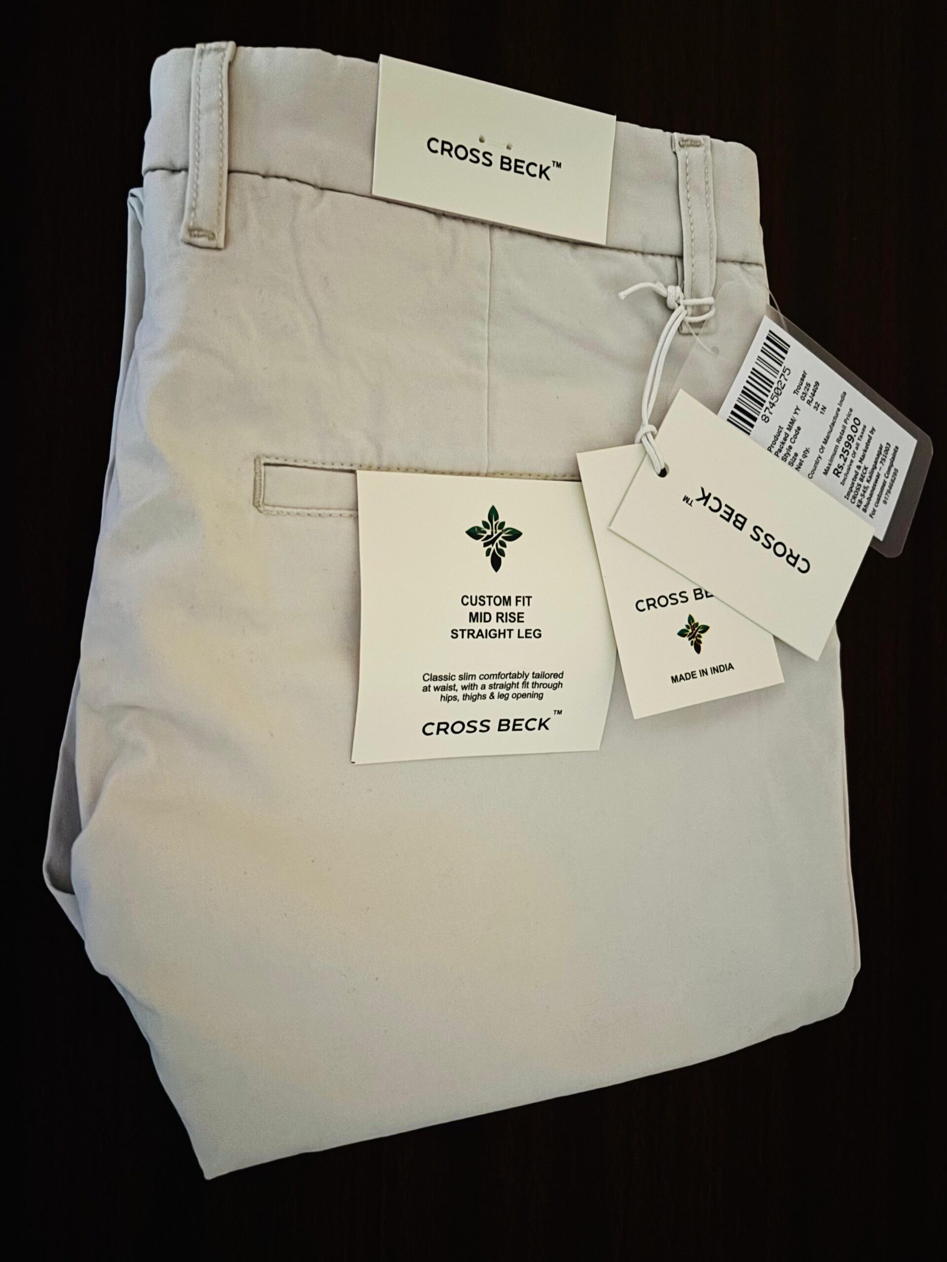 Slim Fit 100% Cotton Chinos White